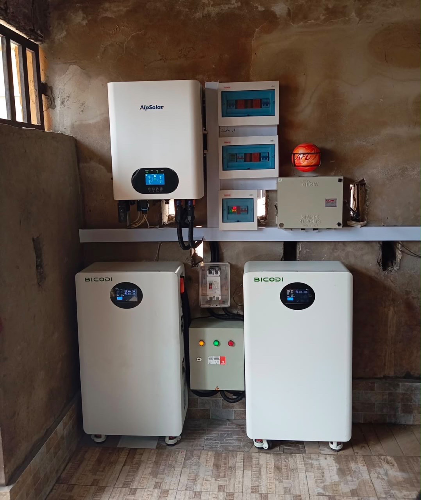 11kW hybrid inverter with two lithium batteries installed by Solar World Electric for a homeowner in Port Harcourt