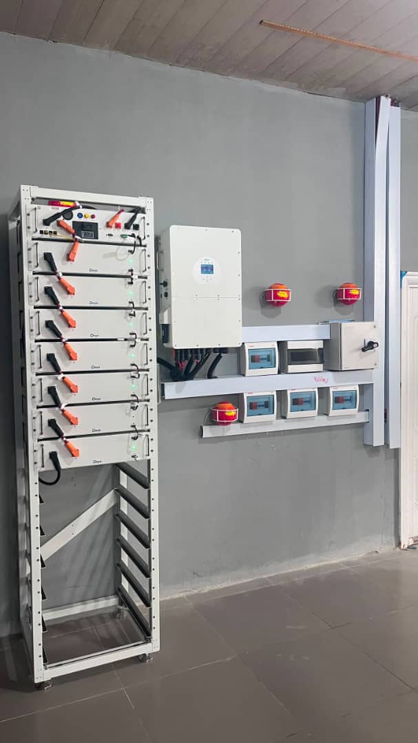 Solar inverter and lithium battery installation in a commercial utility room