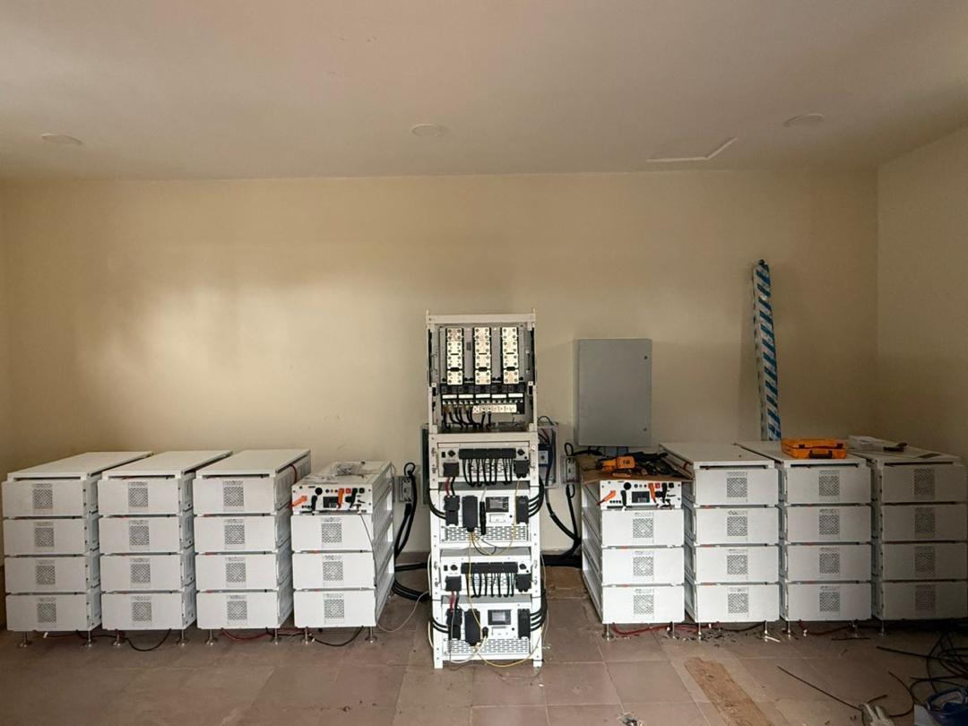 Solar inverter equipment and battery banks for the 250 kW system at Stratford Hotel in Owerri