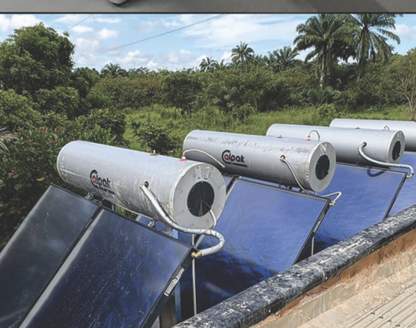 Solar water heaters installed on a rooftop by Solar World Electric